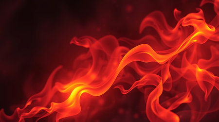 Red fire flames on a black background. Design element. 3d illustrationの素材
