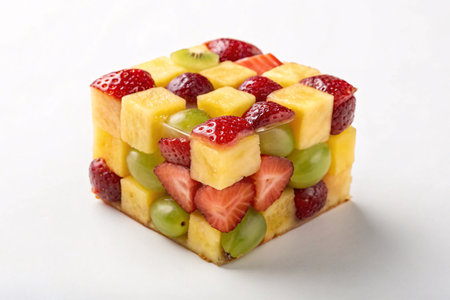 Fruit cake with strawberries, grapes, kiwi and melonの素材