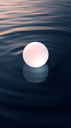 abstract small orb floating on the surface of the waterの素材