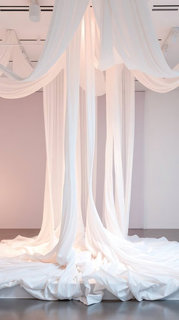Wedding decoration in the room with curtains and ribbons.の素材