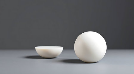 White orbs on grey background.の素材