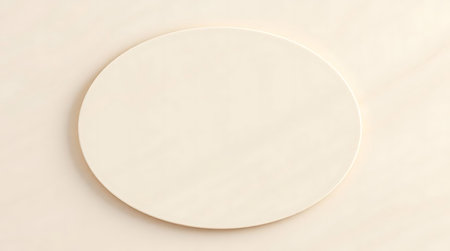 3d render of beige circle podium on white marble background.の素材