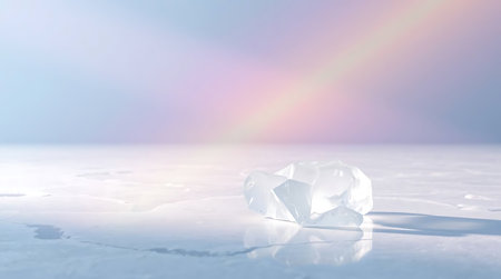 Ice cubes crystal on the ice surface. 3d illustration. Abstract background.の素材