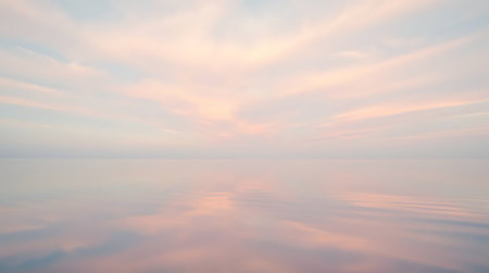 sunset over the sea with clouds and reflections on the water surface.の素材