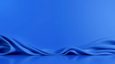 Blue silk drapery on a blue background. 3d renderingの素材
