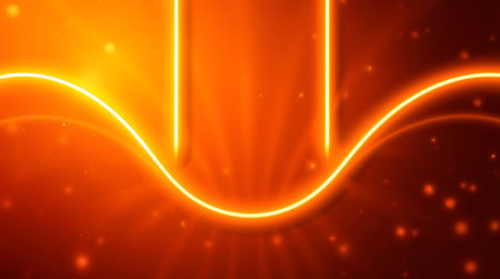 Abstract orange background with neon lines and sparkles. Vector illustration.の素材