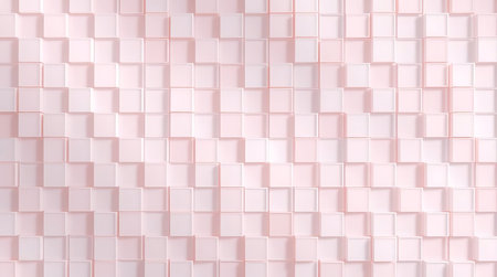 Abstract 3D rendering of white and pink geometrical background with squares.の素材