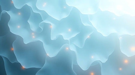 Abstract blue layers background with light spots.の素材