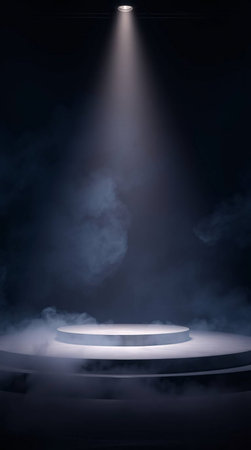 Stage Podium Scene with for Award Ceremony illuminated by spotlight.の素材