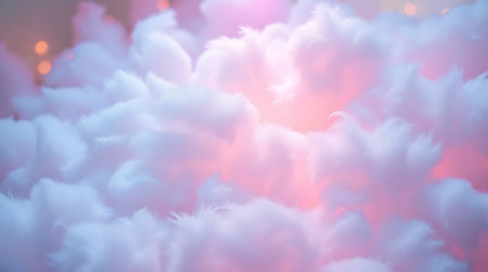 Abstract background of white fluffy clouds in the blue and pink colors.の素材