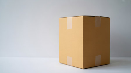 Brown cardboard box on white backgroundの素材