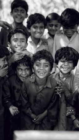 A Group Of  laughing Childern In Sindh, Pakistanのeditorial素材