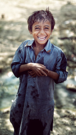 Beautiful Little Boy Smiling 
In Sindh, Pakistanのeditorial素材