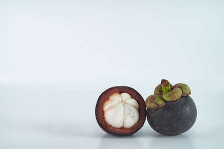 Ripe mangosteen or locally known as manggis, a famous fruit in Malaysia, regarded as the queen of...