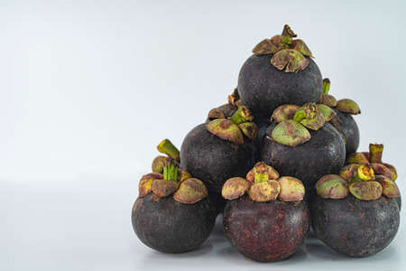 Ripe mangosteen or locally known as manggis, a famous fruit in Malaysia, regarded as the queen of...