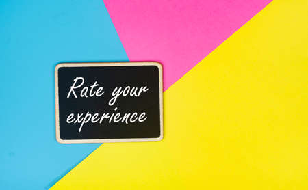 Business concept. Layout of blank papers and small blackboard with text. Customer service...