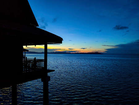 Langkawi Island, Malaysia: Nov 5, 2021 - Sunset view from the balcony of the chaletのeditorial素材