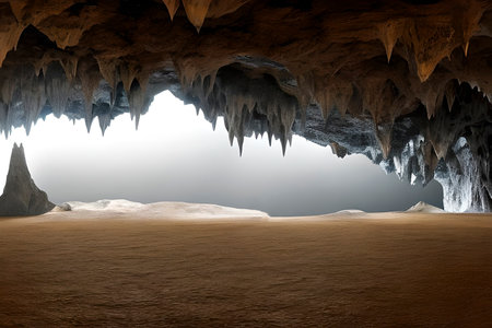 AI generated image of the inside of a caveの素材