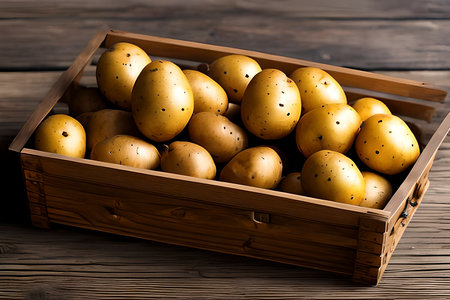 AI generated image of the Yukon Gold potatoes are large, thin, smooth skin and yellow-tinged fleshの素材