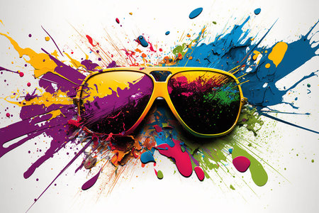 Generative AI image of sunglasses, a type of eyewear designed to protect the eyes from bright sunlight and UV rays.の素材