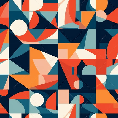 Generative AI image of geometric design tile features precise lines, symmetrical patterns, and harmonious shapes, adding modern and stylish touch to any space with its sleek and contemporary aestheticの素材