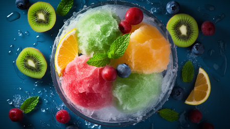 Sherbet: Vibrant frozen dessert, citrusy and fruity, a light and refreshing delight that tingles the taste buds.の素材