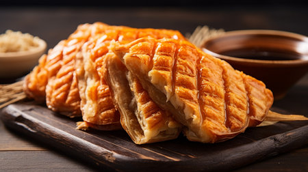 Taiyaki bread, a fish-shaped treat. Crispy, golden-brown exterior. Inside, a warm, sweet filling. A delightful Japanese snack, ready to enjoy!の素材