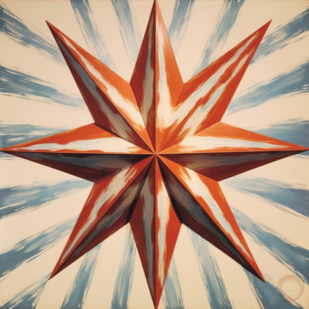 A star depicted in bold, vibrant colors. It exudes a sense of hope and cosmic wonder, radiating brilliance and enchantment, inviting imagination to explore the celestial realms.の素材