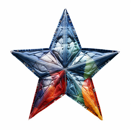 A star depicted in bold, vibrant colors. It exudes a sense of hope and cosmic wonder, radiating brilliance and enchantment, inviting imagination to explore the celestial realms.の素材