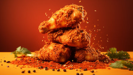 Crispy golden fried chicken, tantalizingly seasoned and cooked to perfection. Juicy and flavorful, a mouthwatering delight for any fried chicken enthusiastの素材