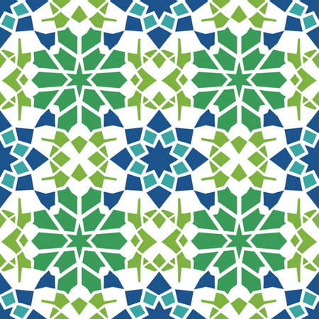 Intricate Islamic patterns showcase geometric elegance, intertwining lines, and vibrant motifs. Symmetry prevails, creating mesmerizing designs that reflect unity and connection to the divine.の素材
