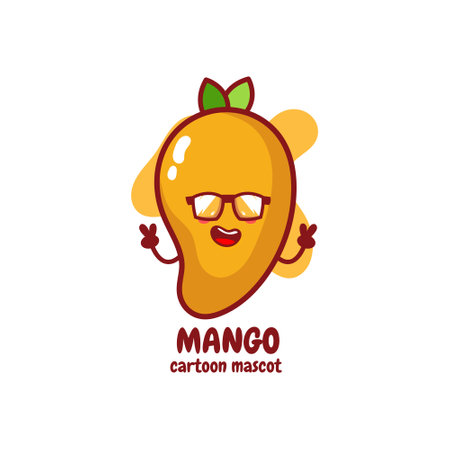 Cute funny mango fruit set collection. Vector hand drawn cartoon kawaii character illustration icon. Isolated on white background. Mango exotic baby fruit character bundle set conceptのイラスト素材