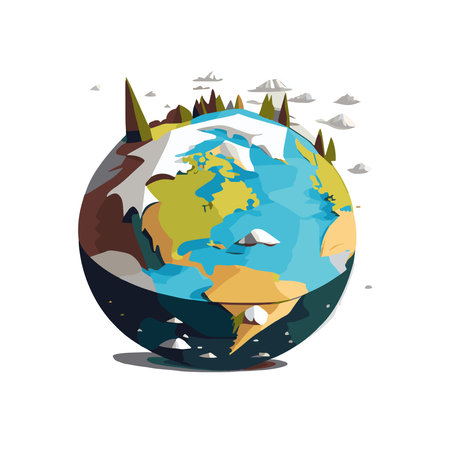 Vector planet Earth icon. Flat planet Earth icon. Flat design vector illustration for web banner, web and mobile, infographics. Vector Earth icon graphic. Vector icon isolated on gradient backgroundのイラスト素材