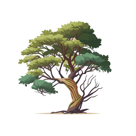 Set of flat stylized trees. Natural vector illustration. Side viewのイラスト素材