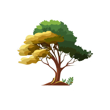 Set of flat stylized trees. Natural vector illustration. Side viewのイラスト素材