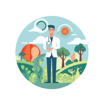 Vector illustration of flat colored icons with long shadows. Abstract medicine background with medical, health, healthcare, doctor, pills, cross symbols. Design elements for mobile, web applications.のイラスト素材