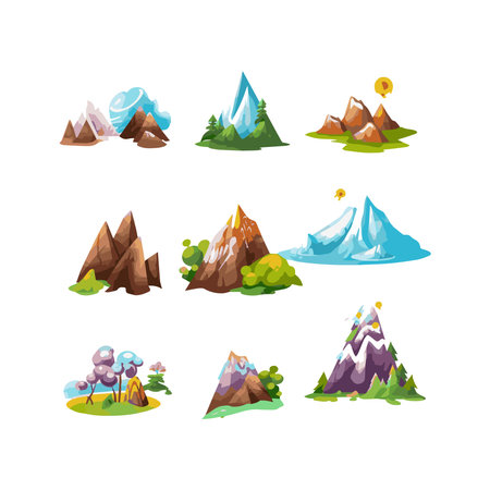 simple illustration of mountain range isolated white backgroundのイラスト素材