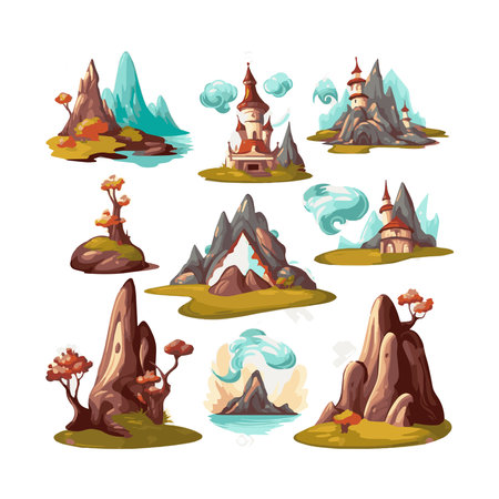 simple illustration of mountain range isolated white backgroundのイラスト素材