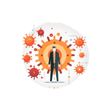 simple flat design virus cute illustration cartoon  element isolated white background for background, template, web, healthのイラスト素材