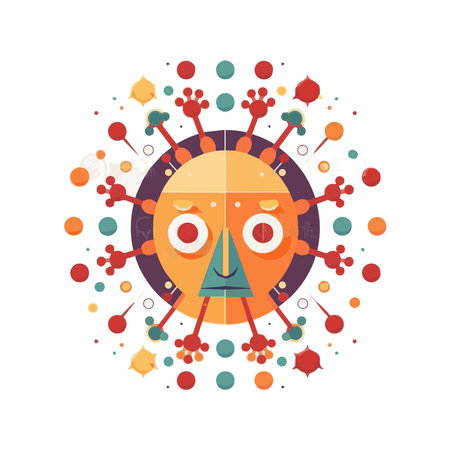 simple flat design virus cute illustration cartoon  element isolated white background for background, template, web, healthのイラスト素材
