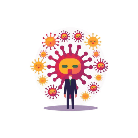 simple flat design virus cute illustration cartoon  element isolated white background for background, template, web, healthのイラスト素材