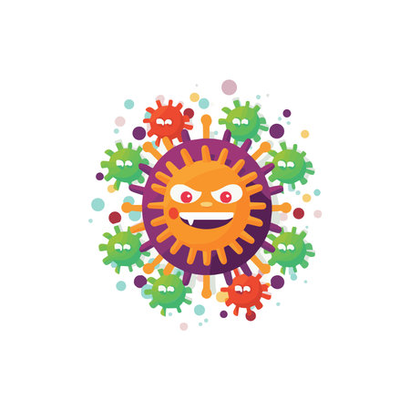 simple flat design virus cute illustration cartoon  element isolated white background for background, template, web, healthのイラスト素材