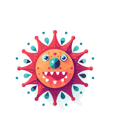 simple flat design virus cute illustration cartoon  element isolated white background for background, template, web, healthのイラスト素材