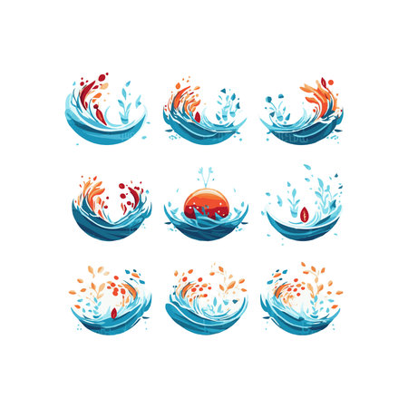 Simple water splash illustration design, elements isolated white backgroundのイラスト素材