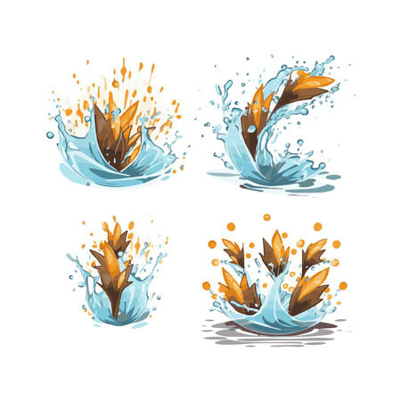 Simple water splash illustration design, elements isolated white backgroundのイラスト素材