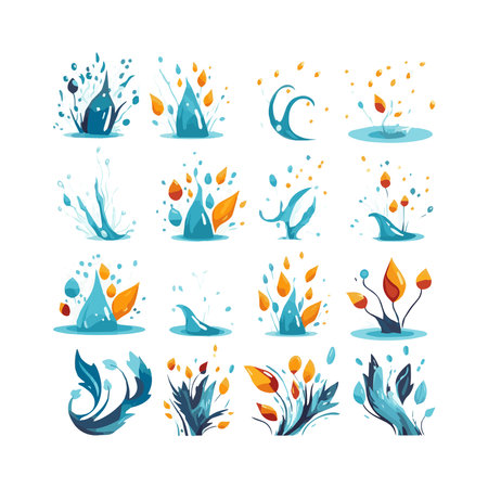 Simple water splash illustration design, elements isolated white backgroundのイラスト素材