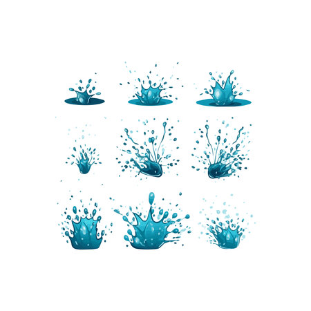 Simple water splash illustration design, elements isolated white backgroundのイラスト素材