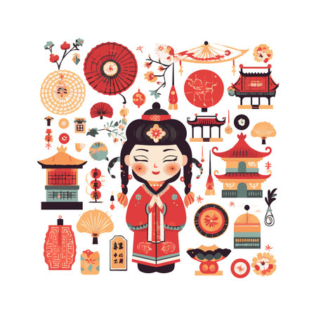 Chinese New Year,Happy New Year,double happiness,fortune,springのイラスト素材