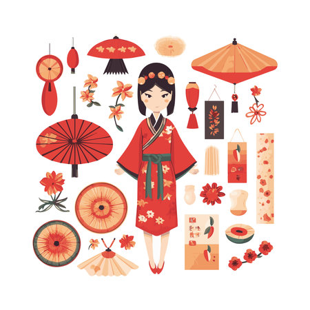 Chinese New Year,Happy New Year,double happiness,fortune,springのイラスト素材