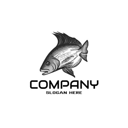 fish logo template, simple illustration, fishing conceptのイラスト素材